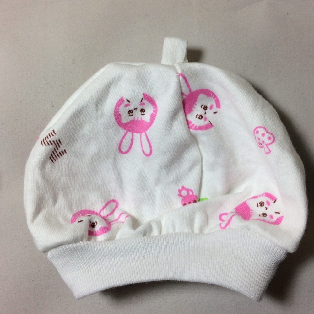 Newborn Baby Beanie Cap - Pink Bunnies